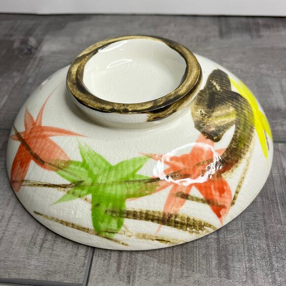 Vintage lot of 2 Handpainted Floral Asian Ceramic Rice Bowl Vented Lids - Picture 2 of 6